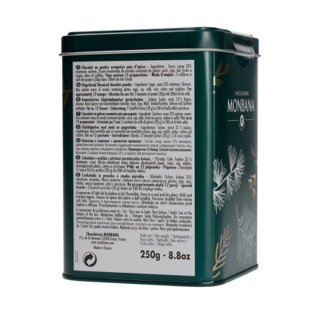 Monbana Christmas Chocolate Powder - reklamowa Świąteczna czekolada w proszku 250g tyl.jpg