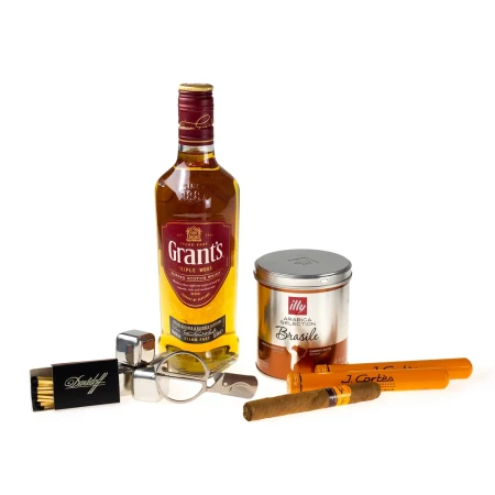 06-zestaw-prezentowy-whiskey-grants-cygara-nozyczki-do-cygar-kawa-illy-zapalki-metalowe-kostki-chlodzace-b.webp